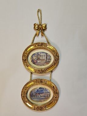 Gold Double Oval Hanging Frames with Vintage Parisian Prints